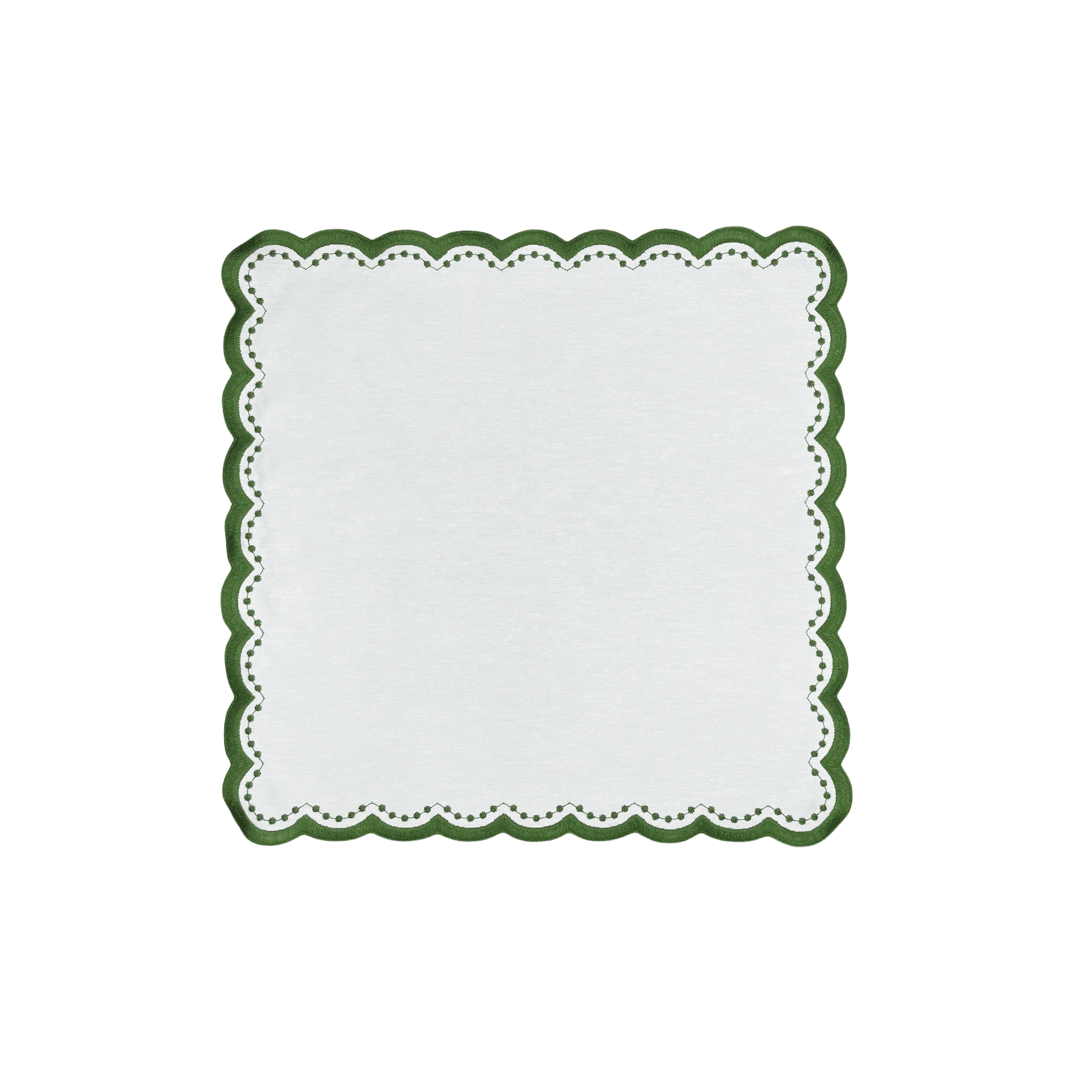 Henriette - Luxury Linens Napkins Bleubell White with Green Napkins (set of 4)