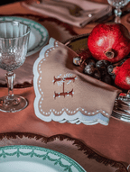 Henriette - Luxury Linens Napkins Bluebell Dusty Pink Napkins