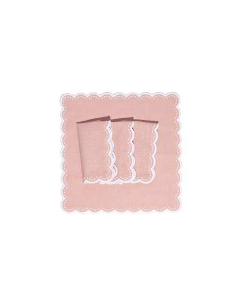 Henriette - Luxury Linens Napkins Bluebell Dusty Pink Napkins (set of 4)