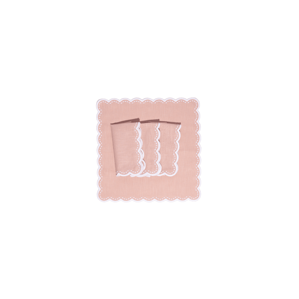 Henriette - Luxury Linens Napkins Bluebell Dusty Pink with White Napkins (set of 4)