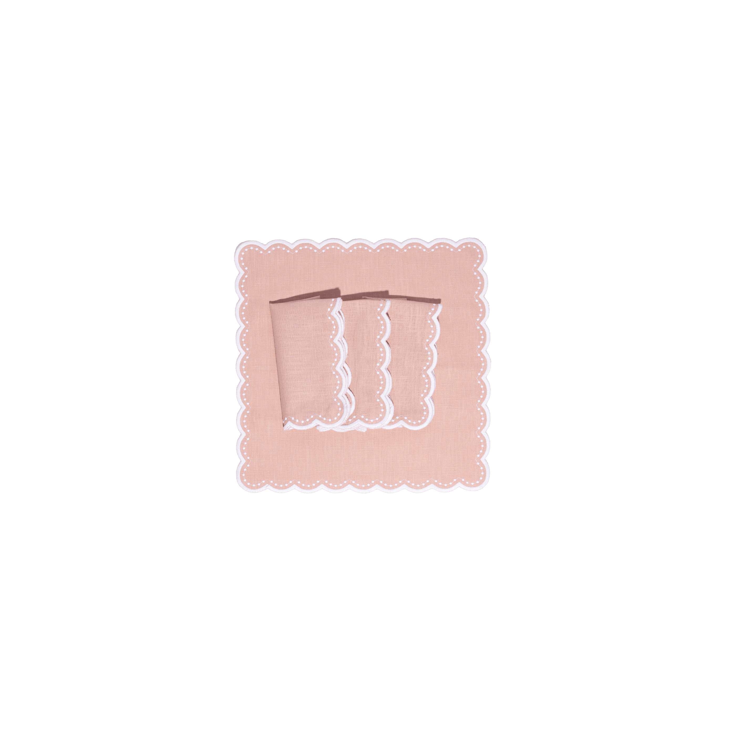 Henriette - Luxury Linens Napkins Bluebell Dusty Pink with White Napkins (set of 4)