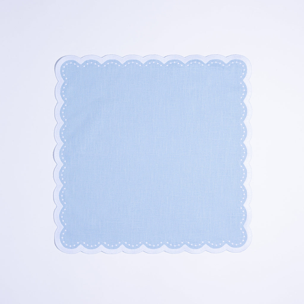 Henriette - Luxury Linens Napkins Bluebell Pale Blue with White Napkins (set of 4)