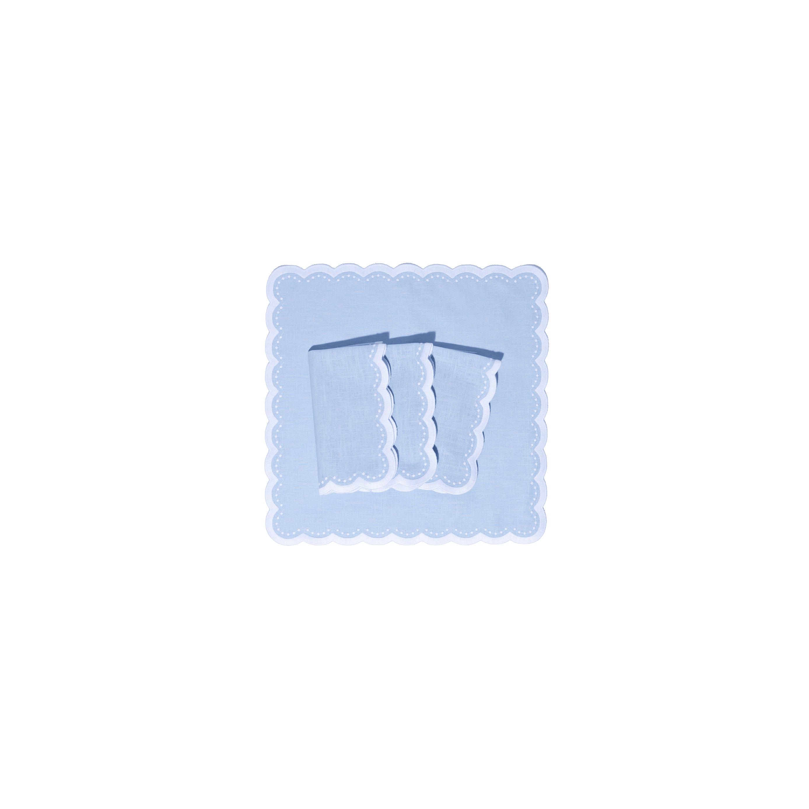Henriette - Luxury Linens Napkins Bluebell Pale Blue with White Napkins (set of 4)