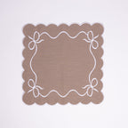 Henriette - Luxury Linens Napkins Classic Bow Mink with White Napkin (set of 4)