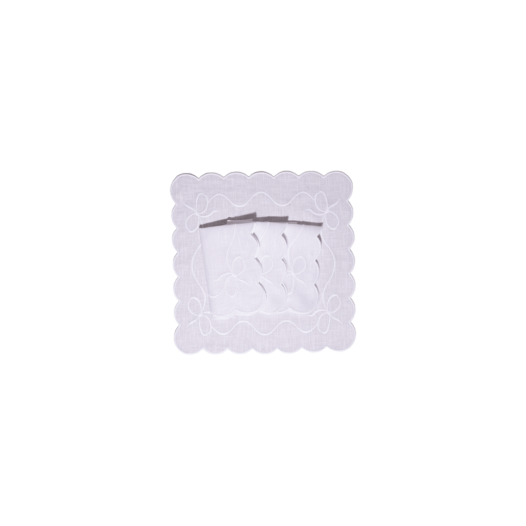 Henriette - Luxury Linens Napkins Classic Bow White on White Napkins (set of 4)