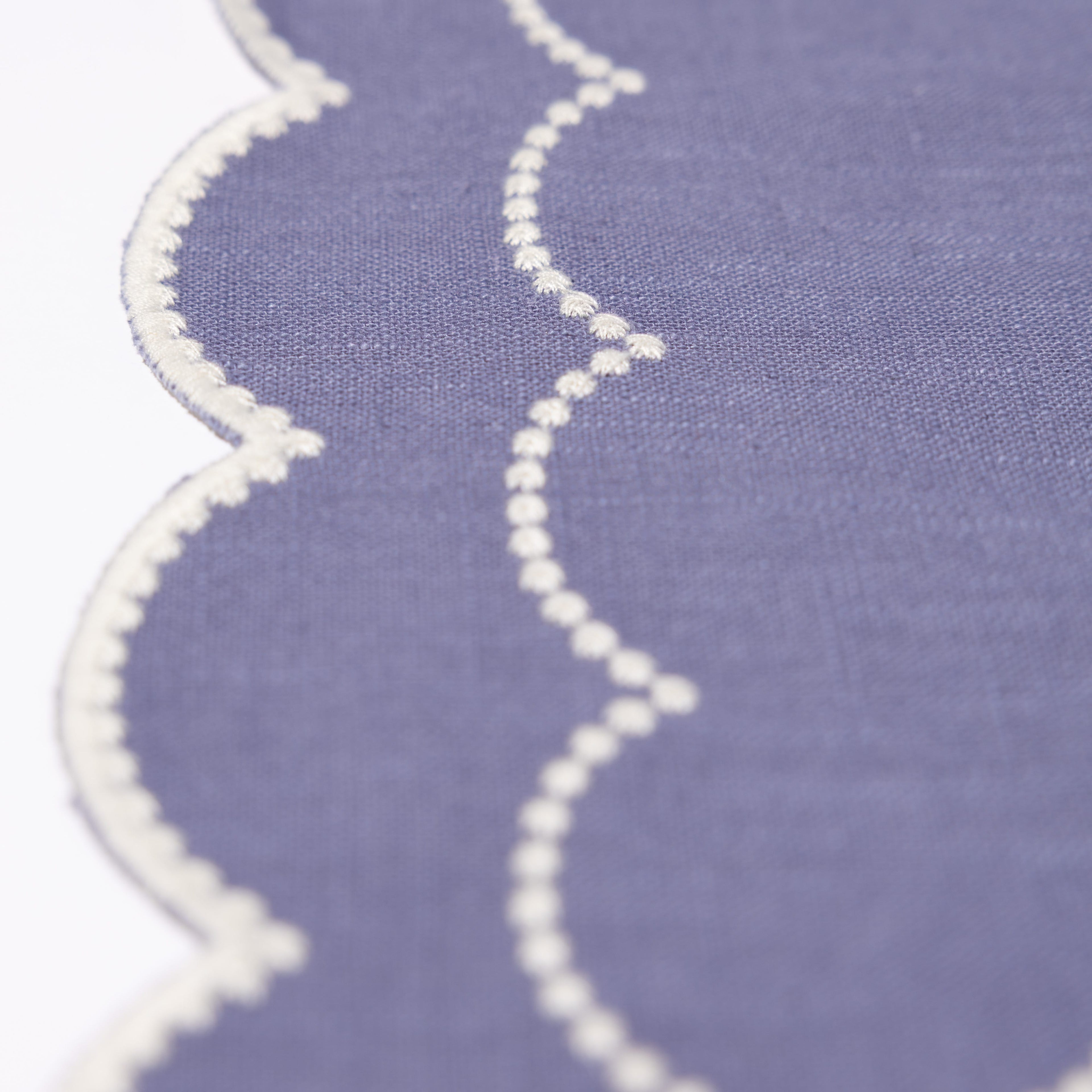 Henriette - Luxury Linens Napkins Daisy Purple Blue with White Napkins (set of 4)