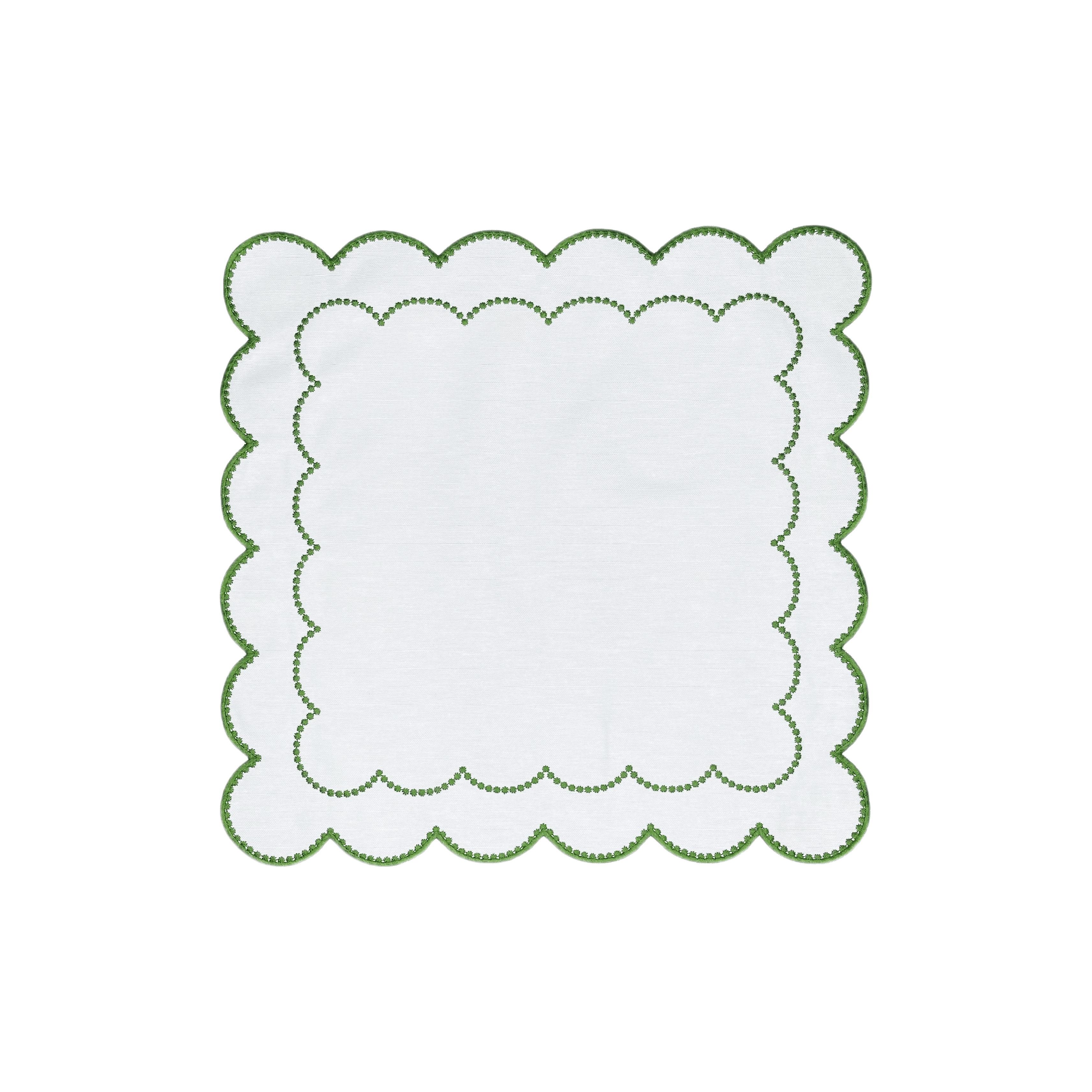 Henriette - Luxury Linens Napkins Daisy White with Green Napkins (set of 4)