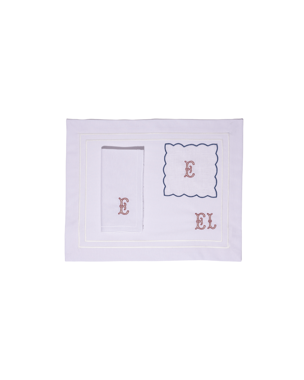 Henriette - Luxury Linens Napkins Double border Monogrammed Full Set