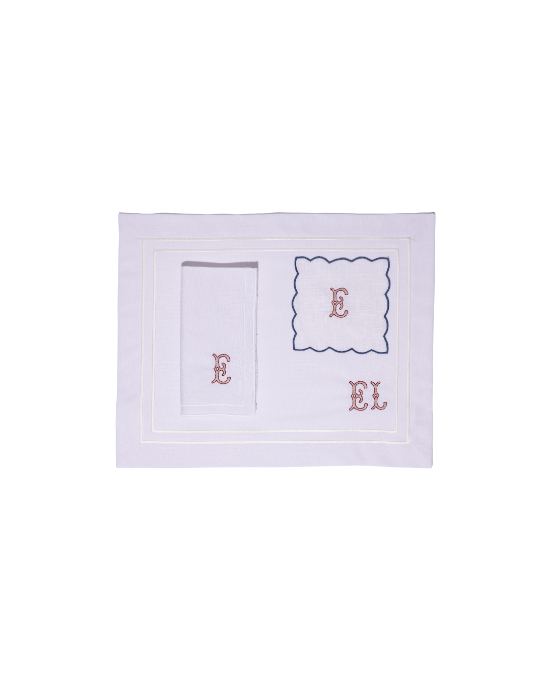Henriette - Luxury Linens Napkins Double border Monogrammed Full Set
