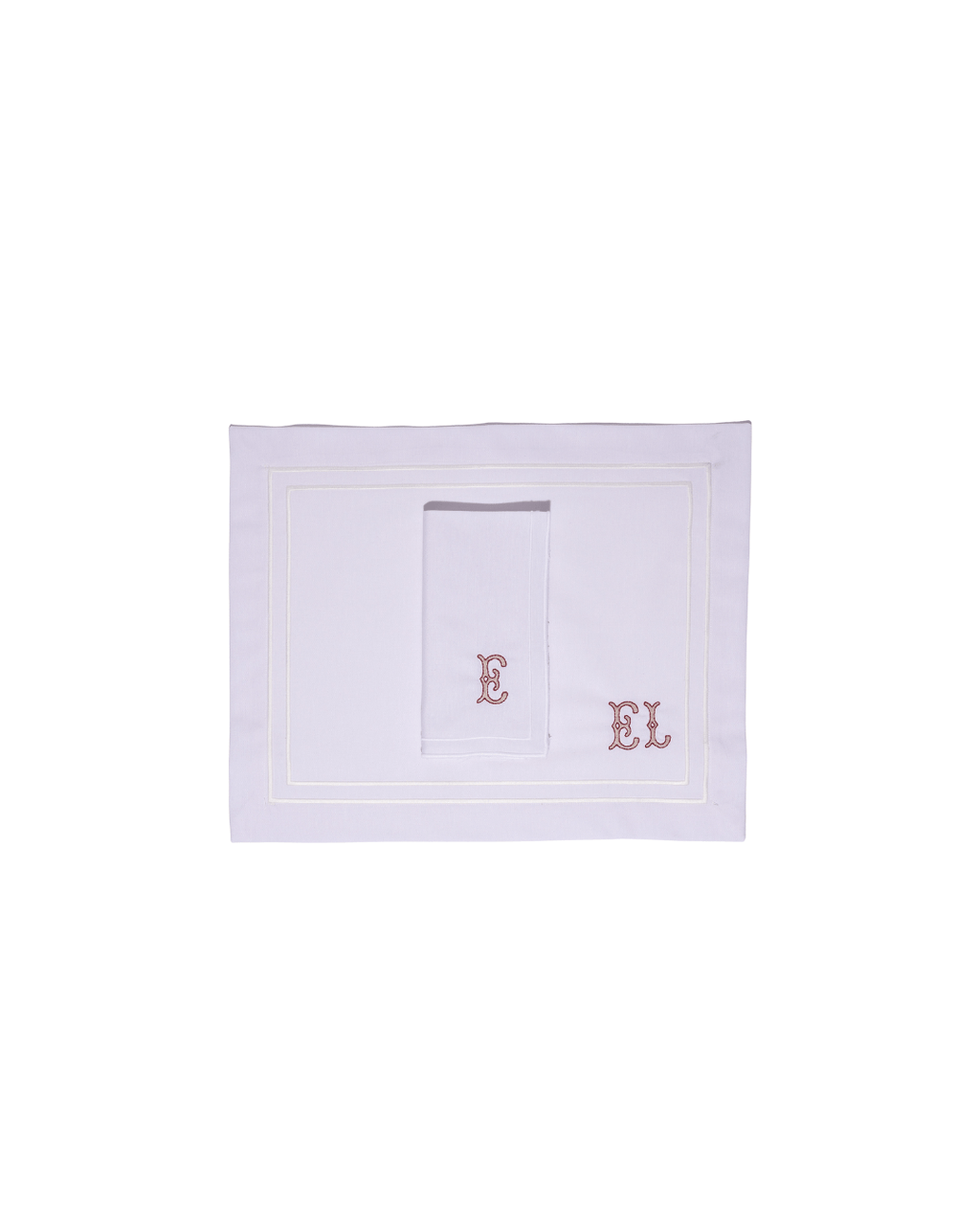 Henriette - Luxury Linens Napkins Double Border White Napkins with Initials (set of 4)