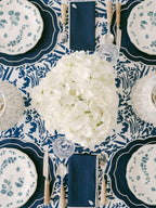 Henriette - Luxury Linens Napkins Drop Navy Blue with White Napkins (set of 4)