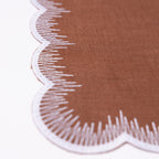 Henriette - Luxury Linens Napkins Flamestitch Caramel with White Napkins (set of 4)