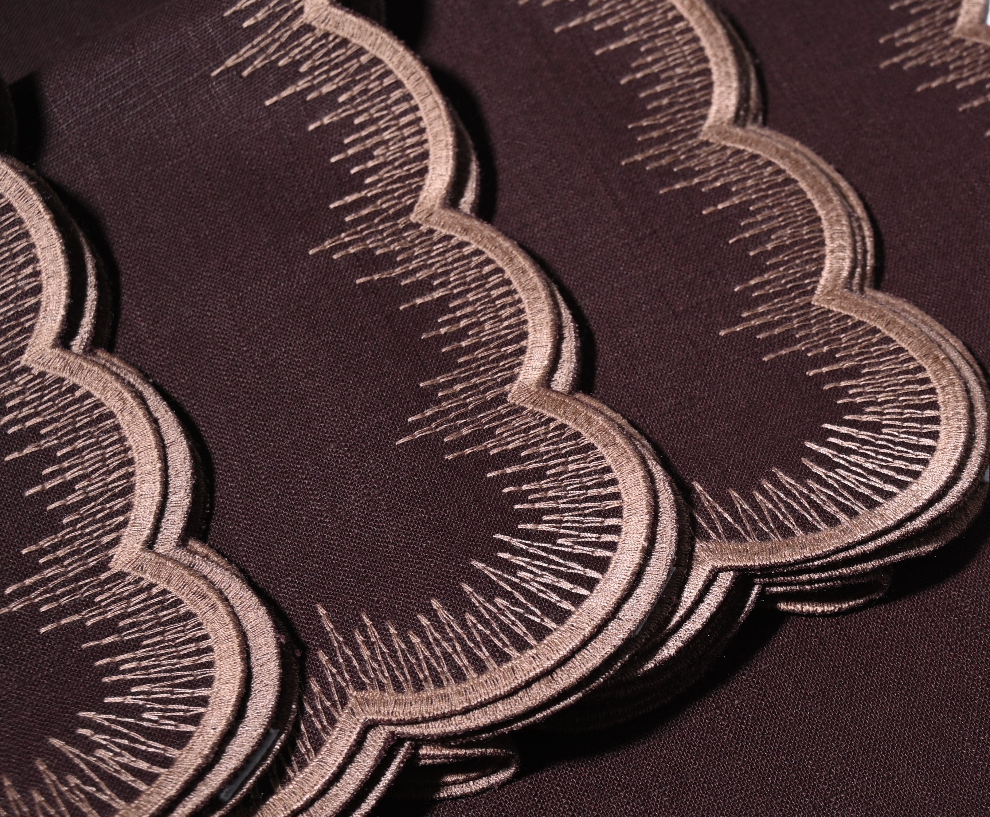 Henriette - Luxury Linens Napkins Flamestitch Chestnut  Napkins (set of 4)