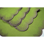 Henriette - Luxury Linens Napkins Flamestitch Moss Green with Brown Napkins (set of 4)