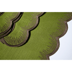 Henriette - Luxury Linens Napkins Flamestitch Moss Green with Brown Napkins (set of 4)