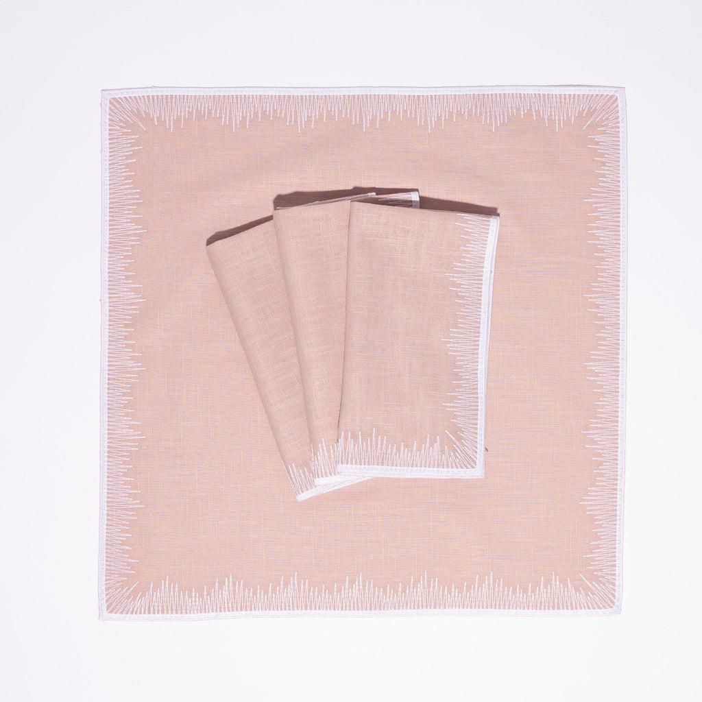 Henriette - Luxury Linens Napkins Flamestitch Napkins Dusty Pink Napkins (set of 4)