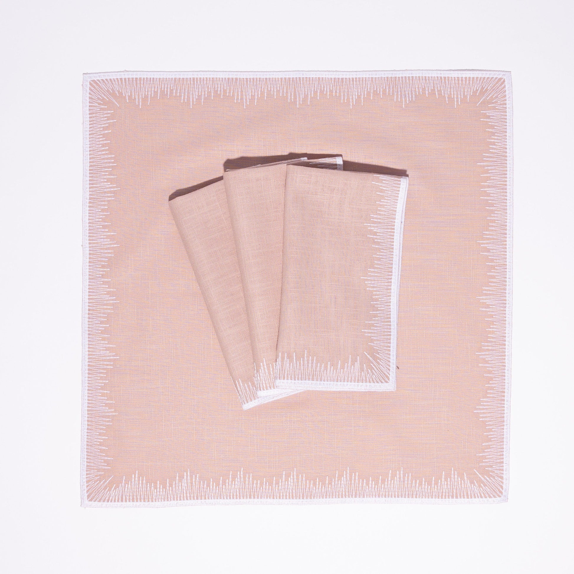 Henriette - Luxury Linens Napkins Flamestitch Napkins Dusty Pink Napkins (set of 4)