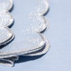 Henriette - Luxury Linens Napkins Flamestitch Pale Blue with Silver Metallic Napkins (set of 4)