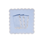 Henriette - Luxury Linens Napkins Flamestitch Pale Blue with Silver Metallic Napkins (set of 4)