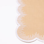 Henriette - Luxury Linens Napkins Flamestitch Sand with White Napkins (set of 4)