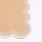 Henriette - Luxury Linens Napkins Flamestitch Sand with White Napkins (set of 4)