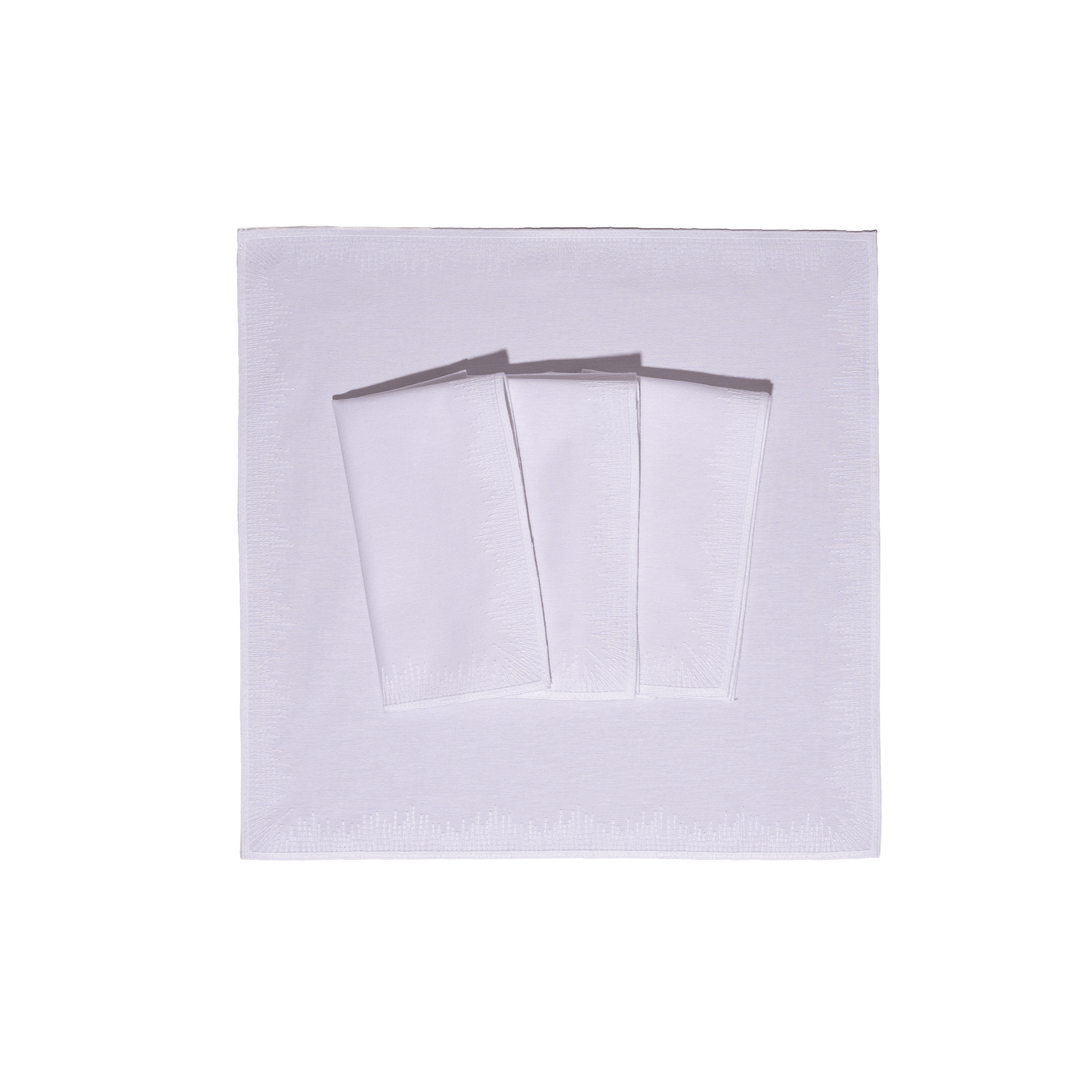 Henriette - Luxury Linens Napkins Flamestitch White with White Napkins (set of 4)