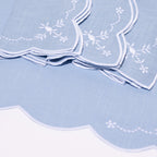 Henriette - Luxury Linens Napkins Floral Napkin in Pale Blue (set of 4)