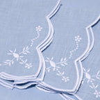 Henriette - Luxury Linens Napkins Floral Napkin in Pale Blue (set of 4)