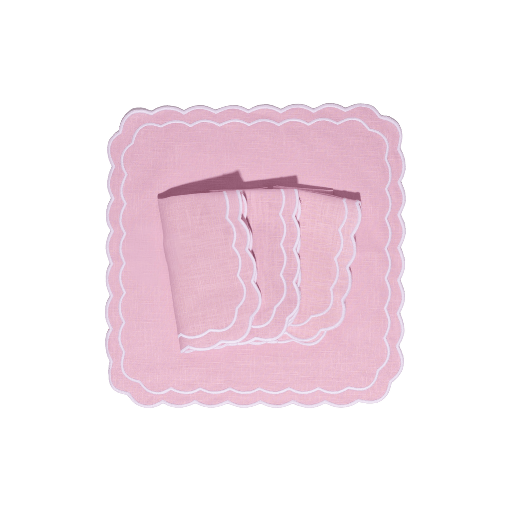 Henriette - Luxury Linens Napkins Marigold Baby Pink with White Napkins (set of 4)