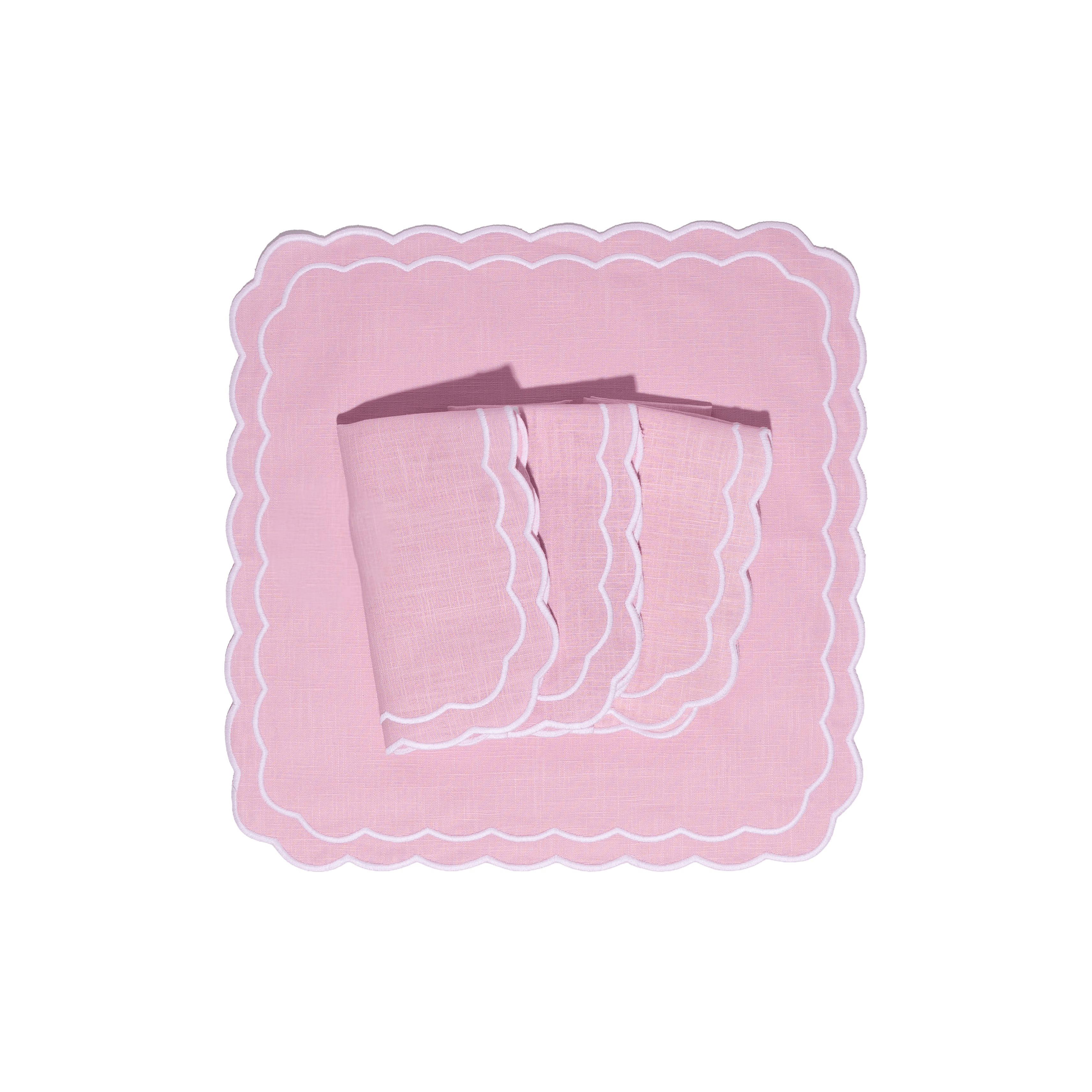 Henriette - Luxury Linens Napkins Marigold Baby Pink with White Napkins (set of 4)