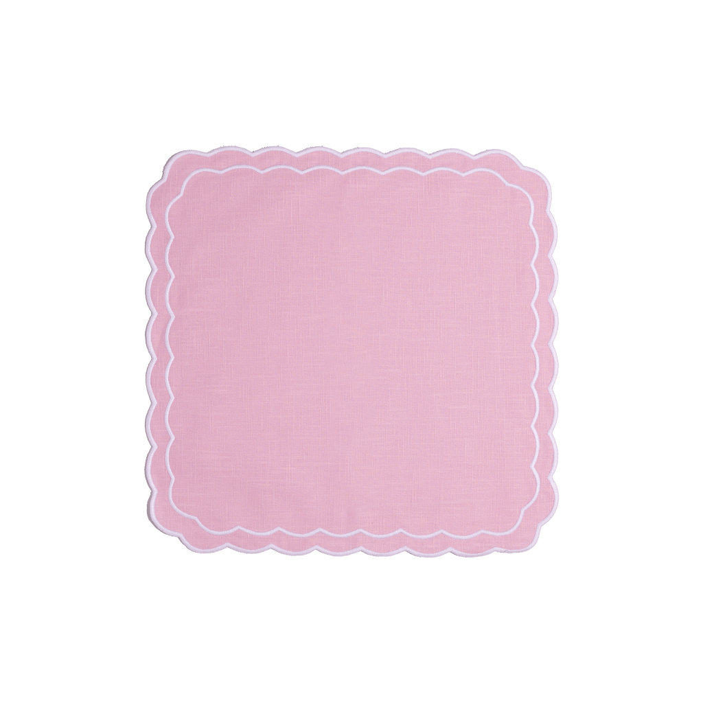 Henriette - Luxury Linens Napkins Marigold Baby Pink with White Napkins (set of 4)