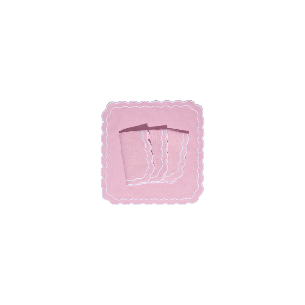 Henriette - Luxury Linens Napkins Marigold Baby Pink with White Napkins (set of 4)