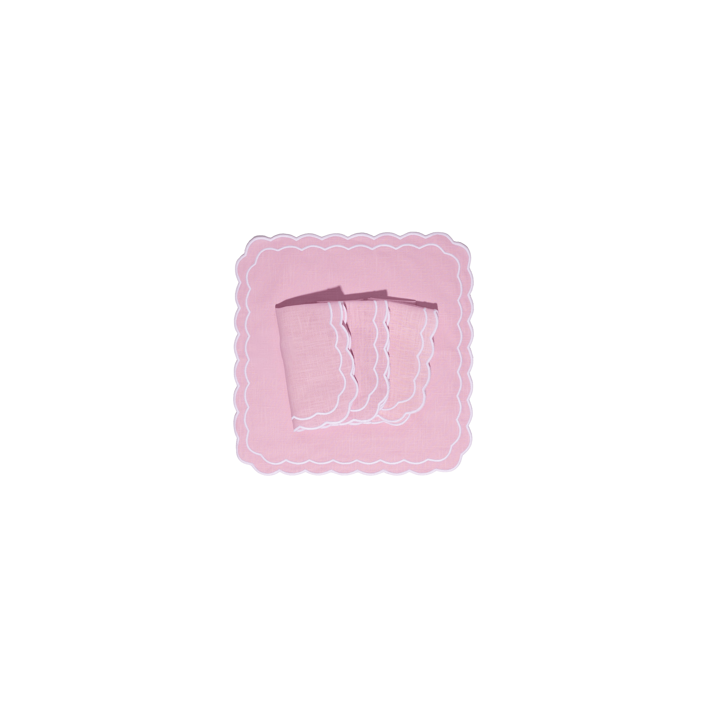 Henriette - Luxury Linens Napkins Marigold Baby Pink with White Napkins (set of 4)
