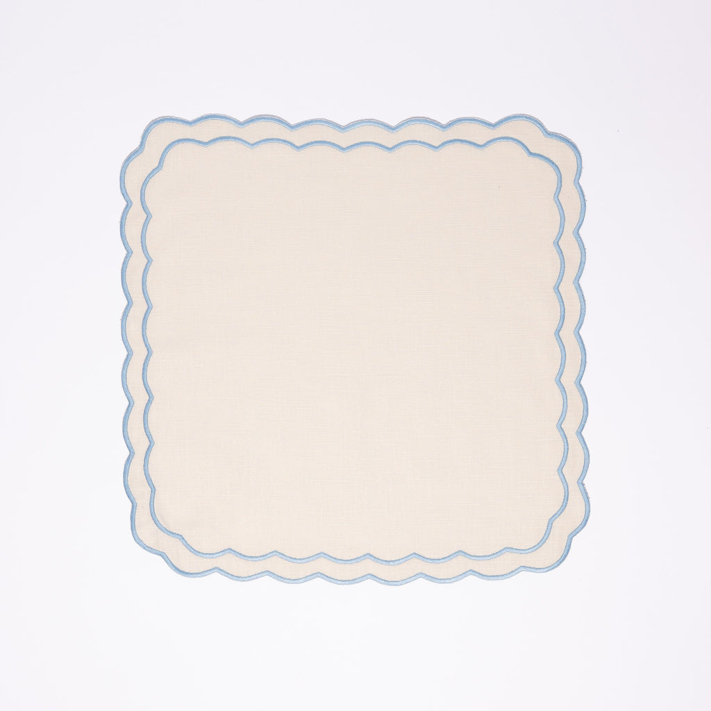 Henriette - Luxury Linens Napkins Marigold Blue with white Napkins (set of 4)