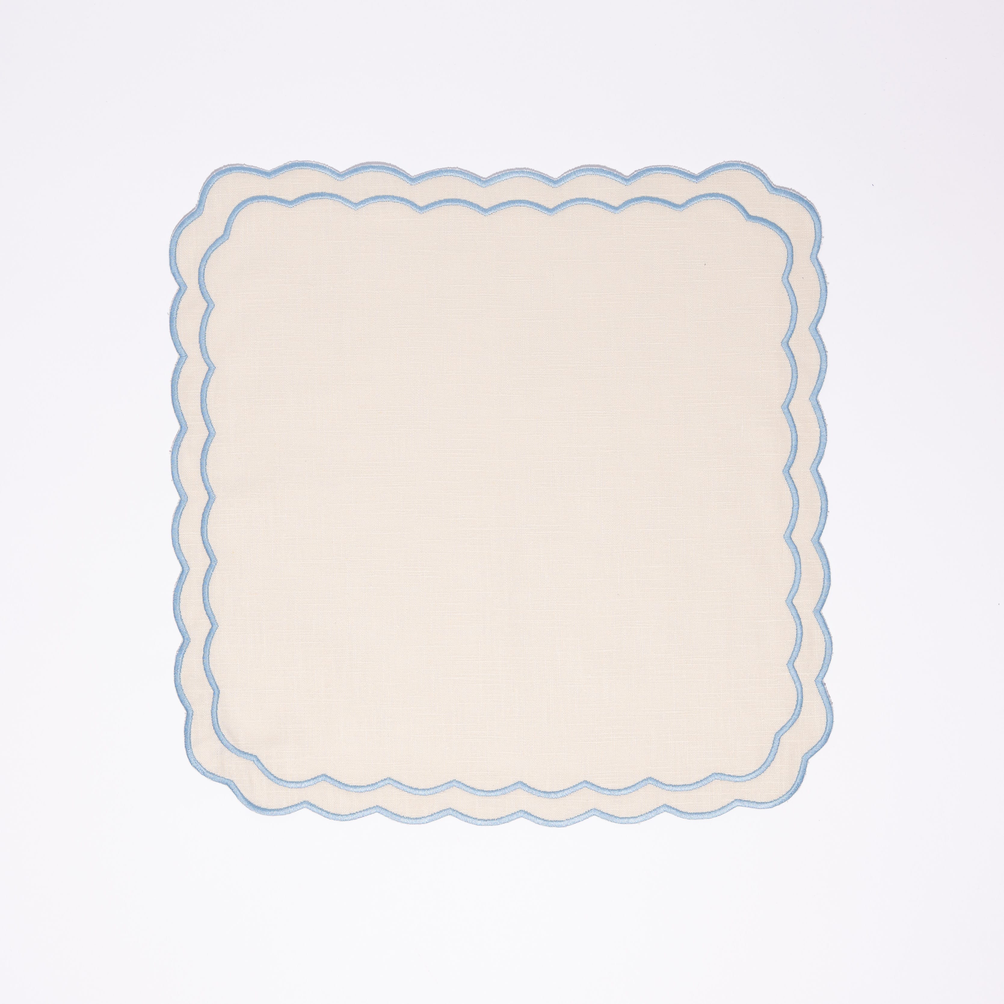 Henriette - Luxury Linens Napkins Marigold Blue with white Napkins (set of 4)