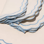 Henriette - Luxury Linens Napkins Marigold Blue with white Napkins (set of 4)