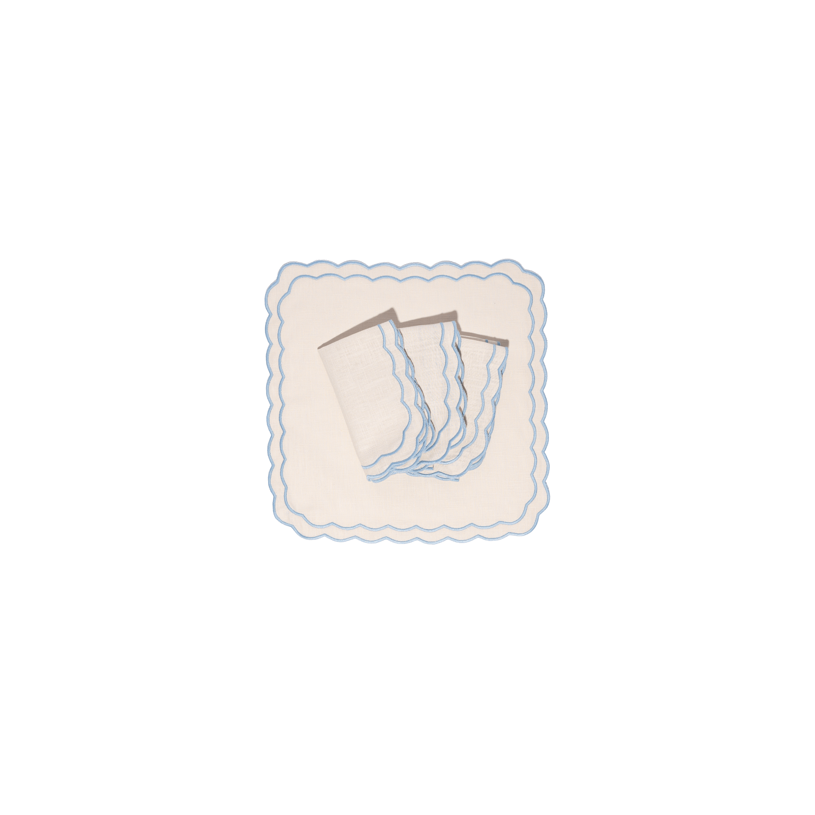Henriette - Luxury Linens Napkins Marigold Blue with white Napkins (set of 4)