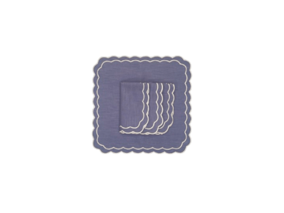 Henriette - Luxury Linens Napkins Marigold Dinner Napkins in Purple Blue (set of 4)