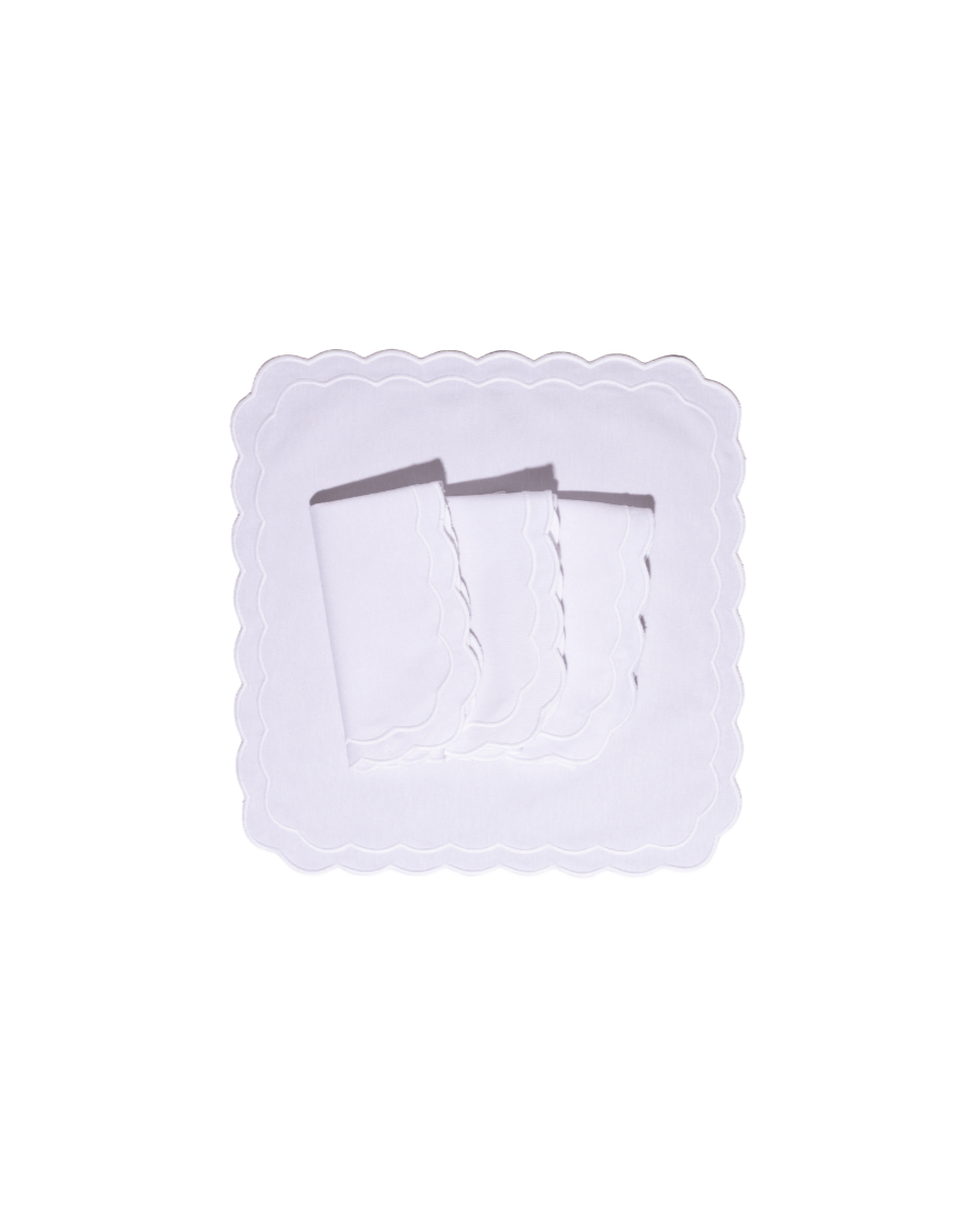 Henriette - Luxury Linens Napkins Marigold Napkins in White/White (set of 4)