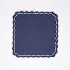Henriette - Luxury Linens Napkins Marigold Navy with White Napkins (set of 4)