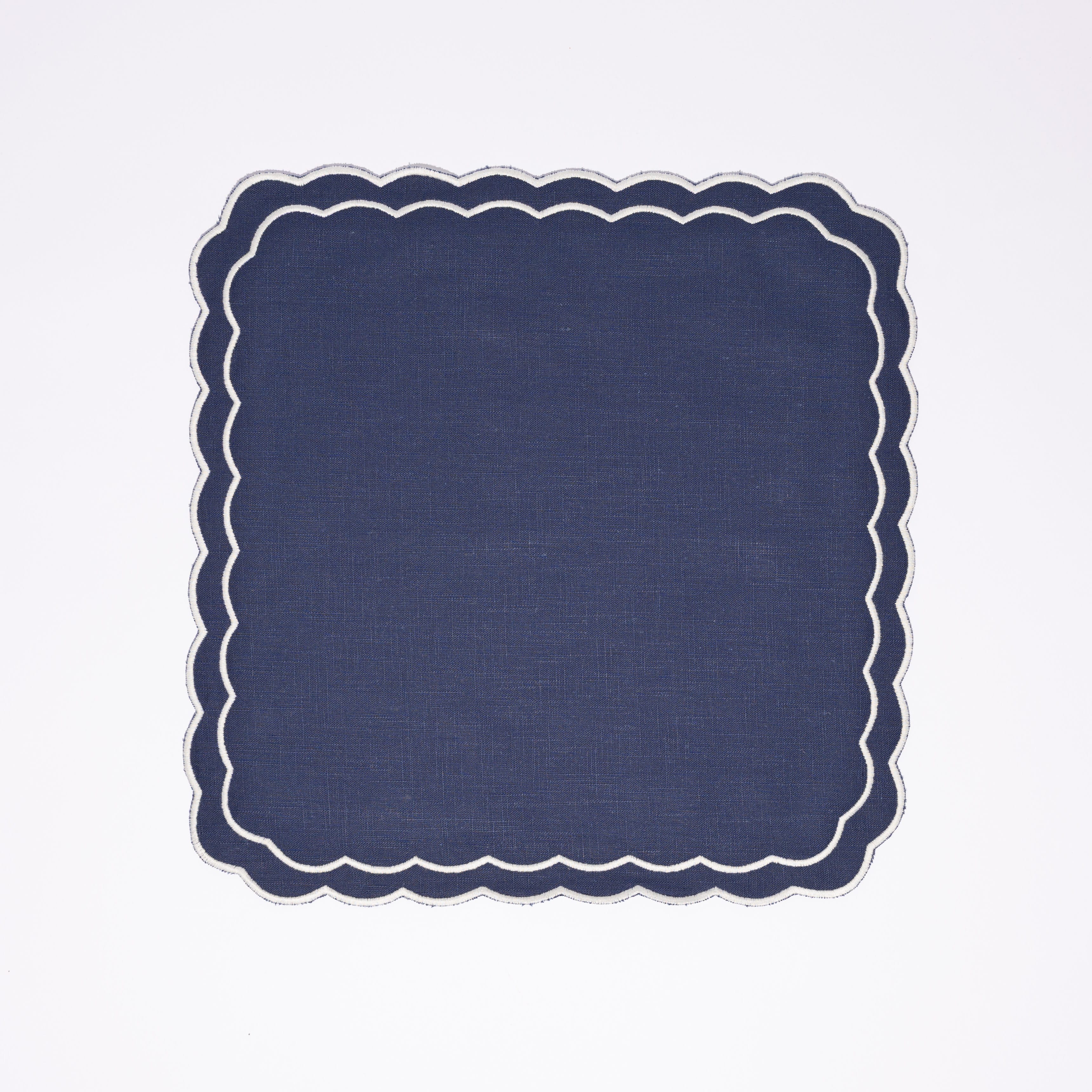 Henriette - Luxury Linens Napkins Marigold Navy with White Napkins (set of 4)