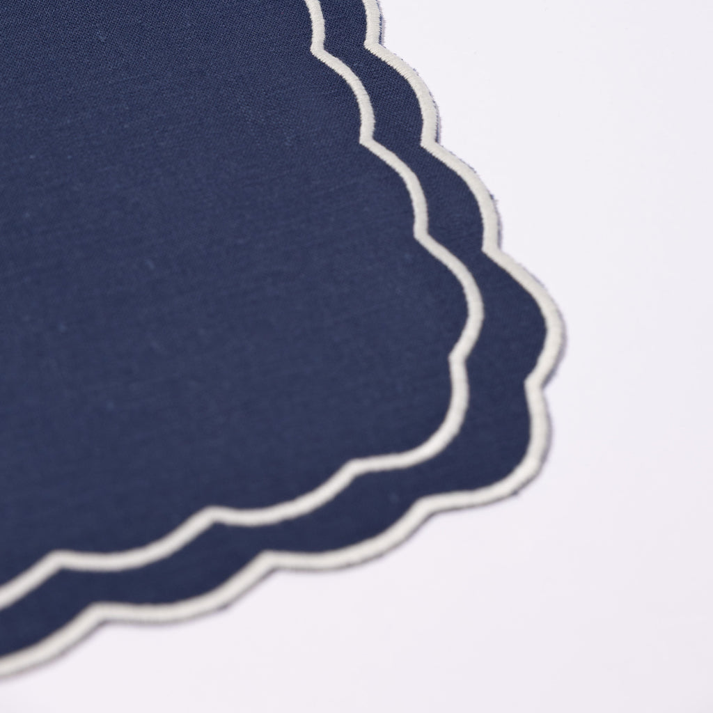 Henriette - Luxury Linens Napkins Marigold Navy with White Napkins (set of 4)