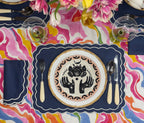 Henriette - Luxury Linens Napkins Marigold Navy with White Napkins (set of 4)