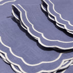 Henriette - Luxury Linens Napkins Marigold Purple Blue with White Napkins (set of 4)
