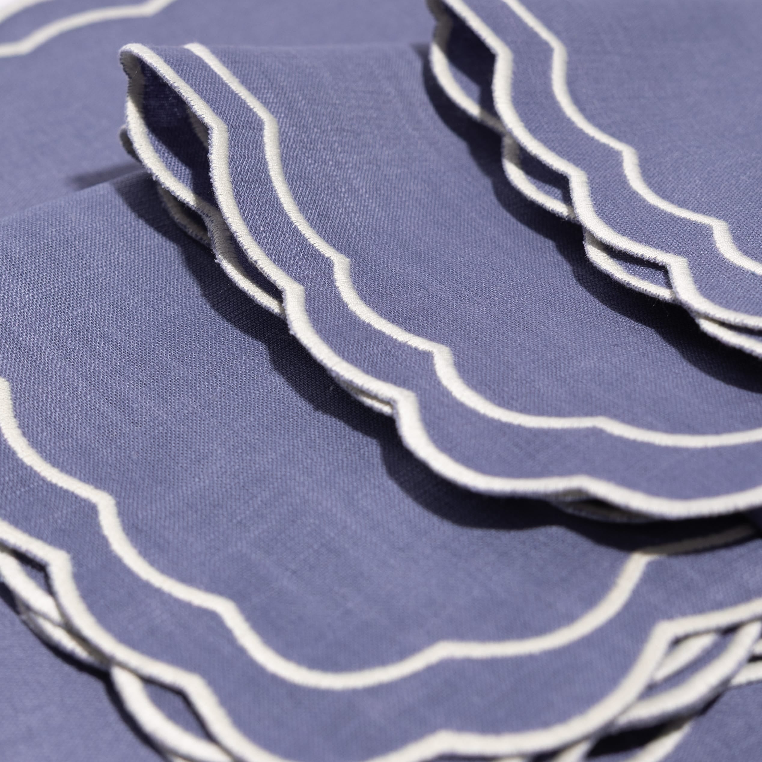 Henriette - Luxury Linens Napkins Marigold Purple Blue with White Napkins (set of 4)