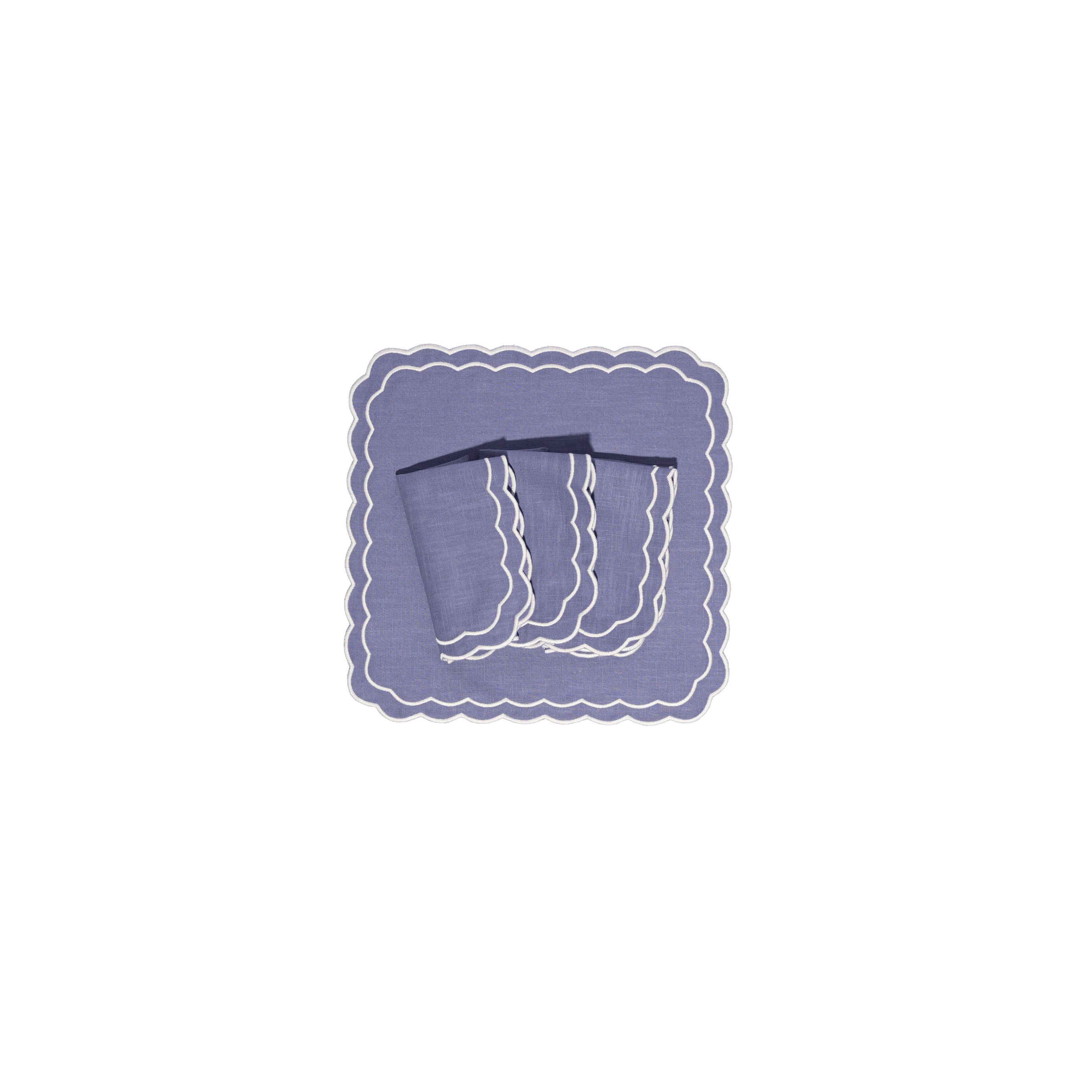 Henriette - Luxury Linens Napkins Marigold Purple Blue with White Napkins (set of 4)