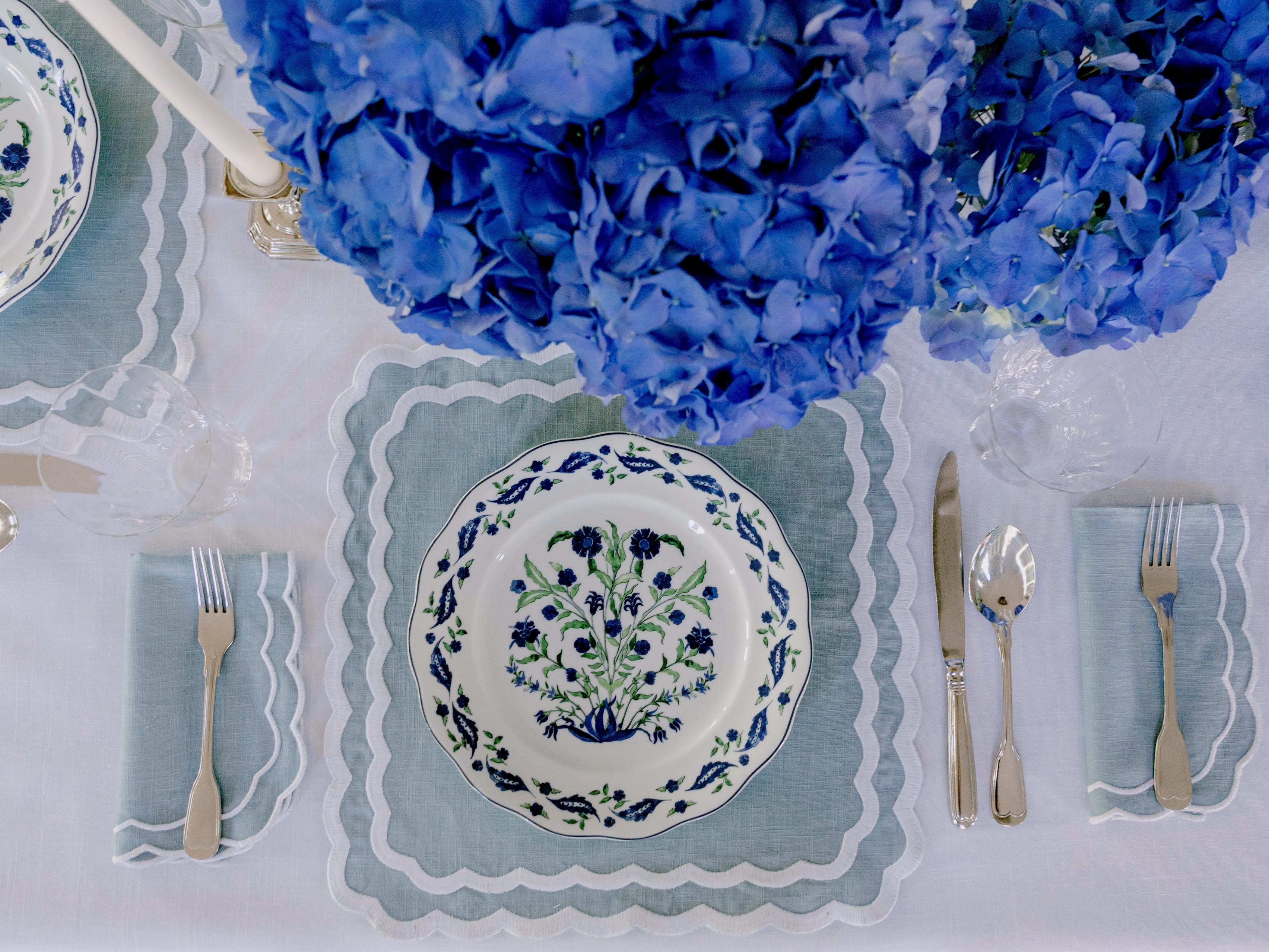 Henriette - Luxury Linens Napkins Marigold Stone Blue Napkins (set of 4)