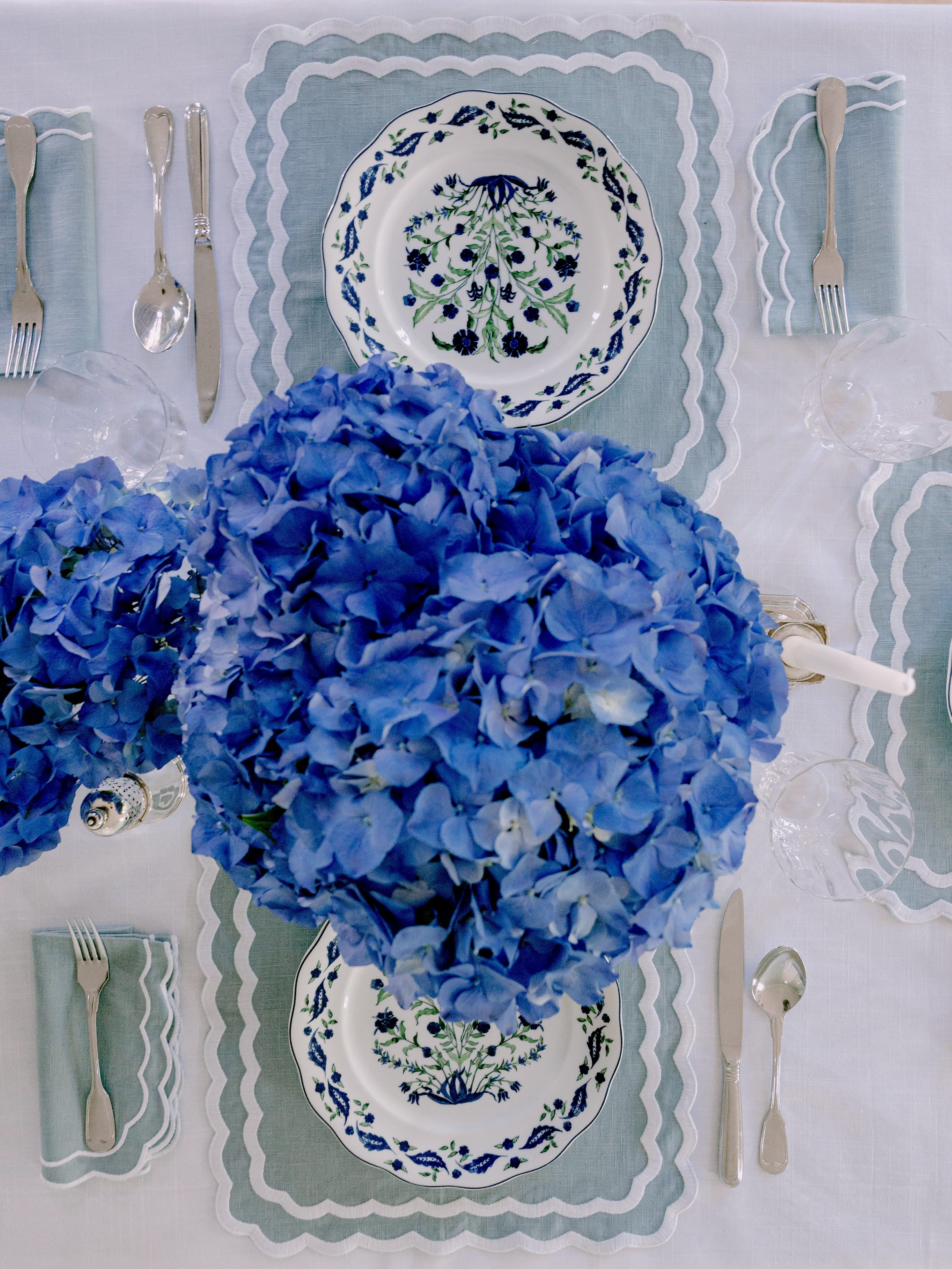Henriette - Luxury Linens Napkins Marigold Stone Blue Napkins (set of 4)