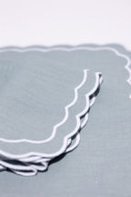 Henriette - Luxury Linens Napkins Marigold Stone Blue Napkins (set of 4)