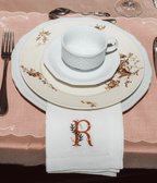 Henriette - Luxury Linens Napkins Ombre, Terra, Burgundy Monogrammed White Linen Napkins (Set of 4)